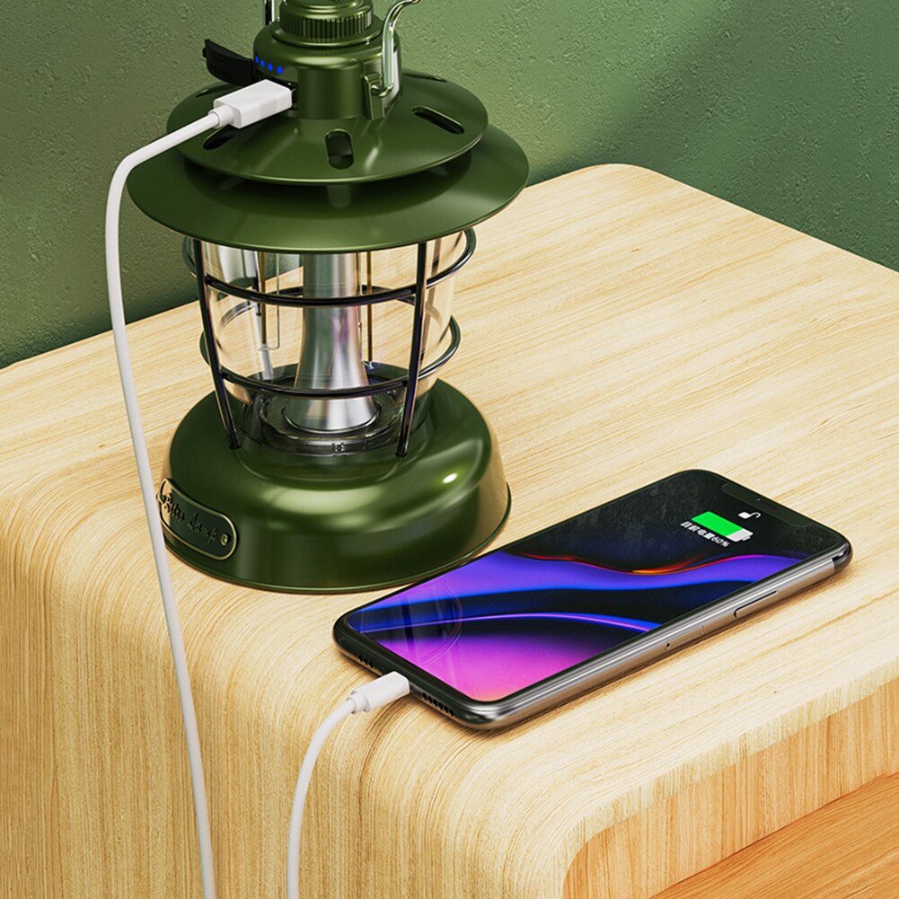 Cheap Goat Tents LED Camping Lamp Lights Type C Charging Camp Tent Light Waterproof Dimming Emergency Lamp Retro Portable Garden Hanging Lantern   